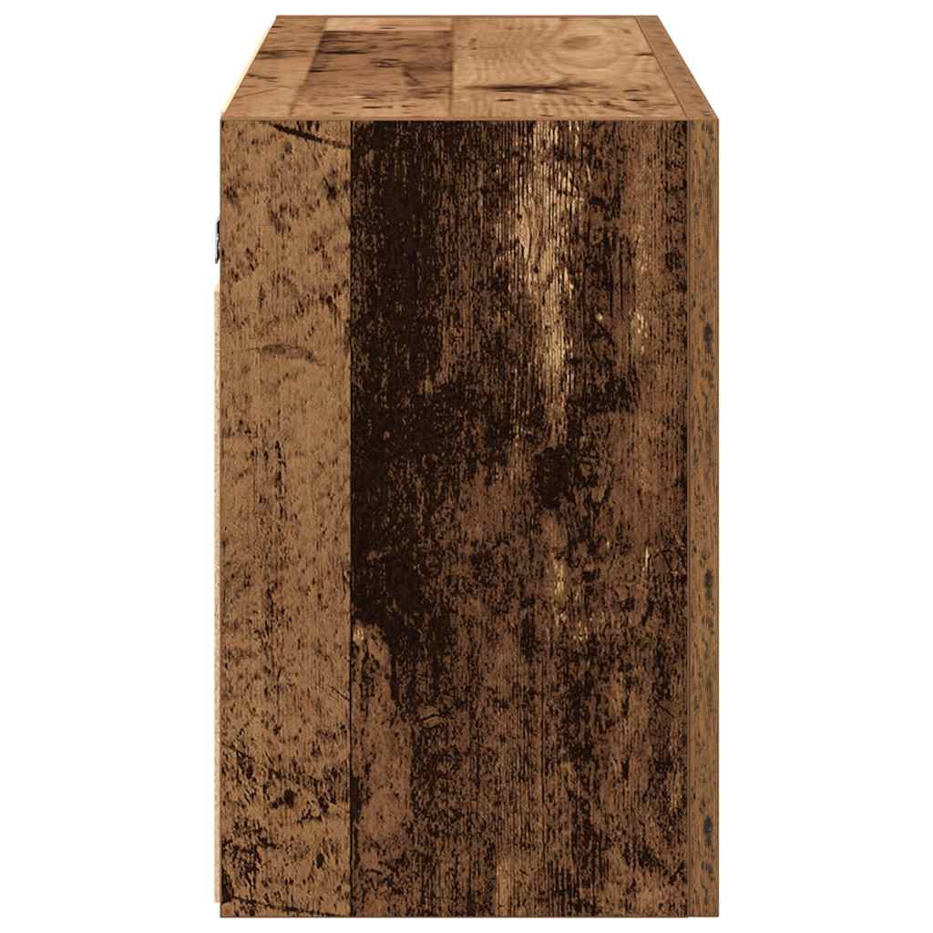 antik fa színű szerelt fa fali fürdőszobaszekrény 100x25x40 cm