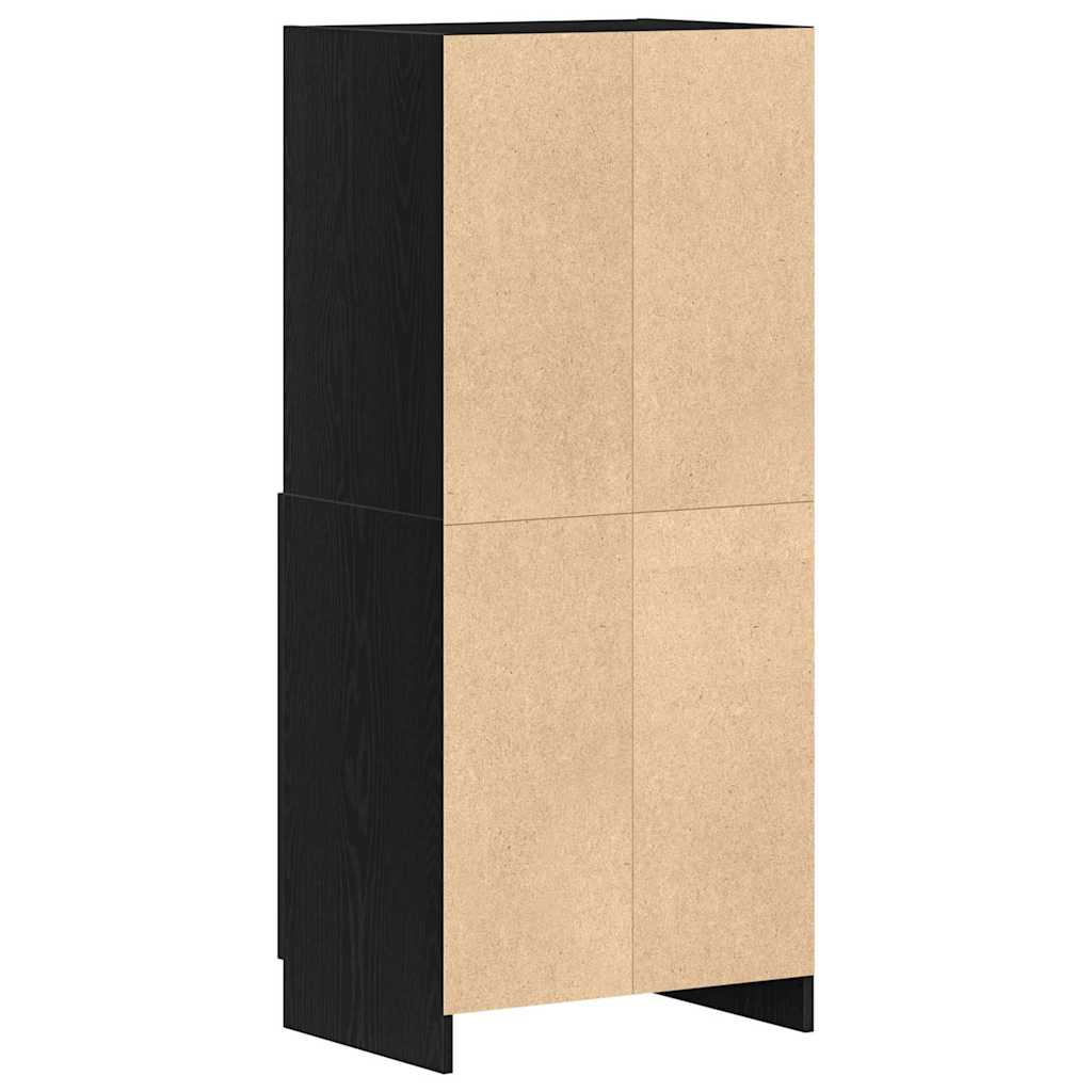 fekete szerelt fa konyhaszekrény 57 x 41,5 x 131,5 cm