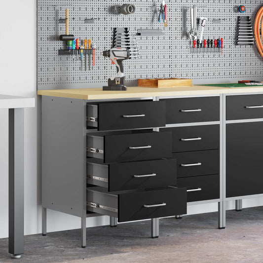 Munkaszekrény fiókkal 2 pcs Fekete és Szürke 100 x 55 x 85 cm
