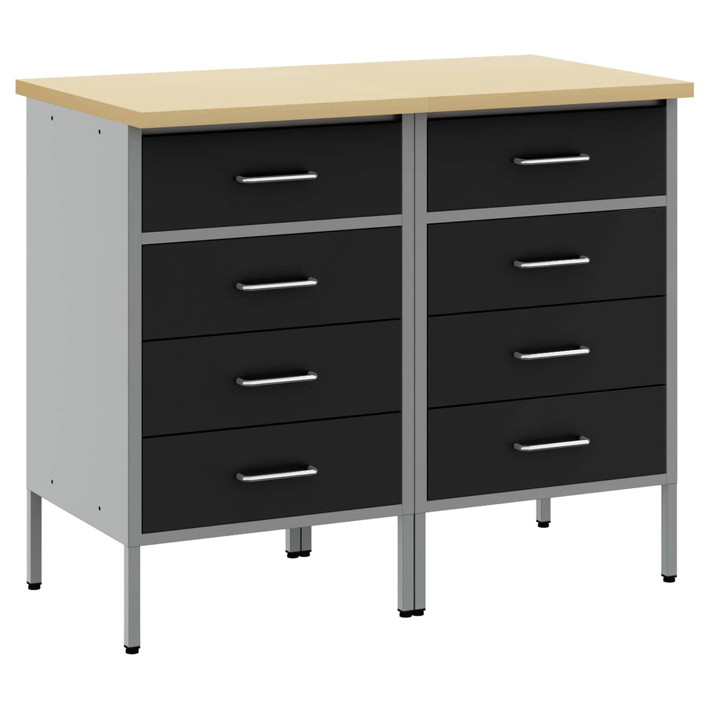 Munkaszekrény fiókkal 2 pcs Fekete és Szürke 100 x 55 x 85 cm