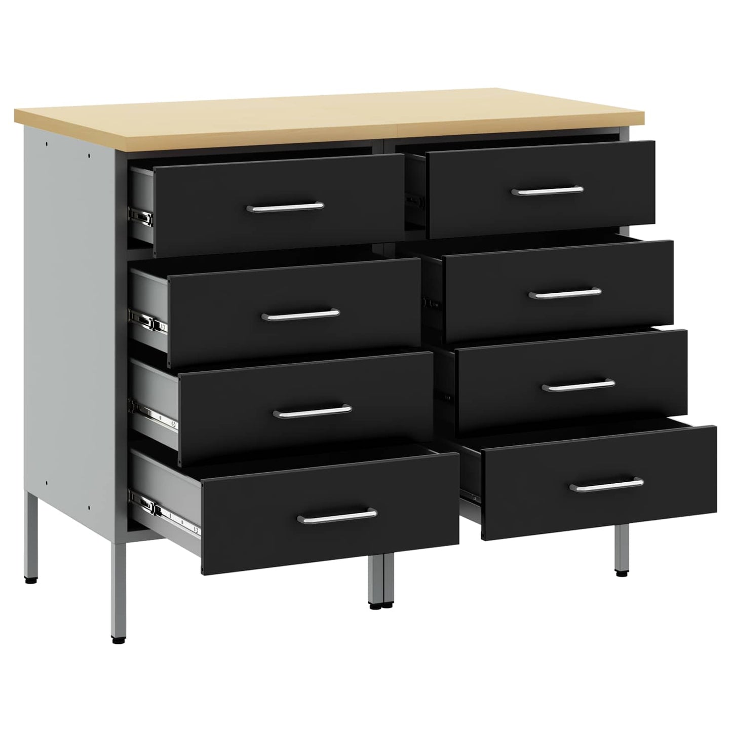 Munkaszekrény fiókkal 2 pcs Fekete és Szürke 100 x 55 x 85 cm