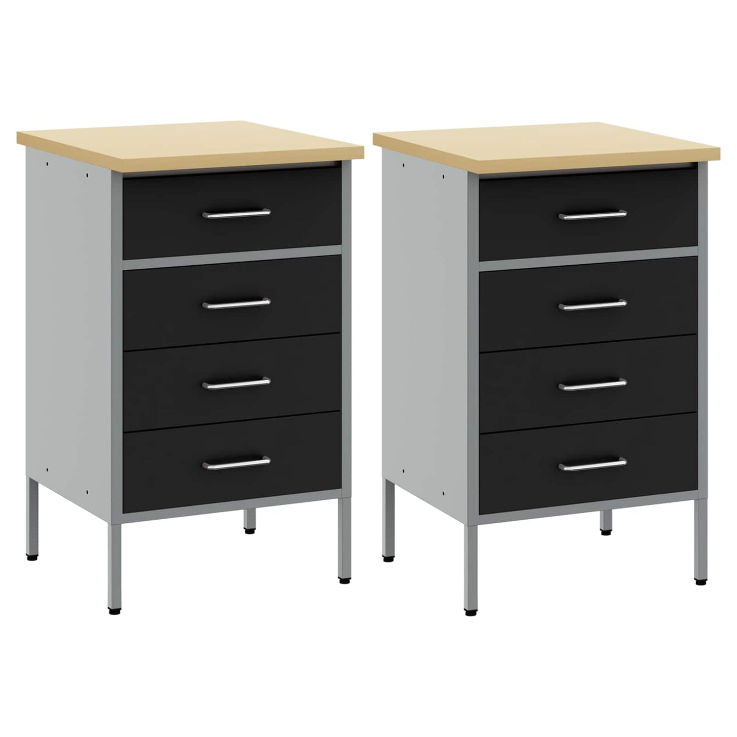 Munkaszekrény fiókkal 2 pcs Fekete és Szürke 100 x 55 x 85 cm