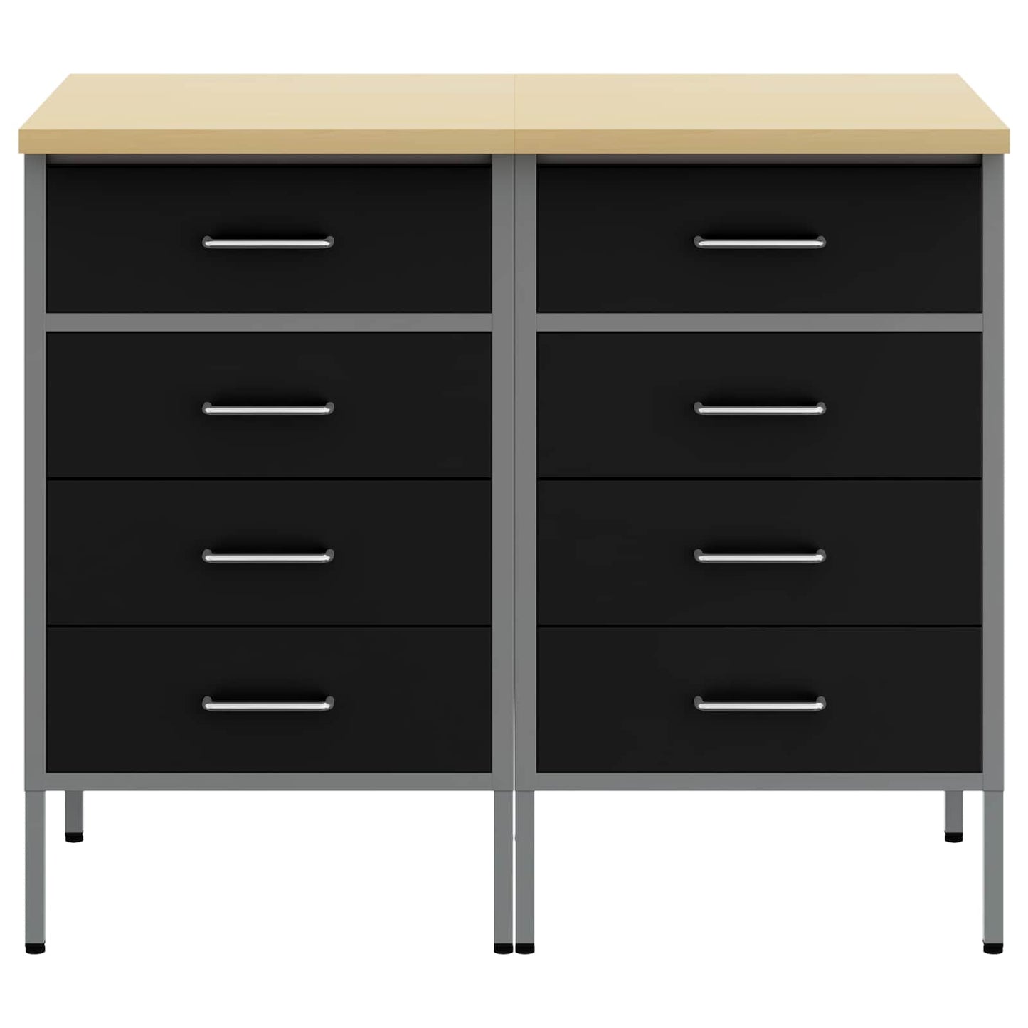 Munkaszekrény fiókkal 2 pcs Fekete és Szürke 100 x 55 x 85 cm