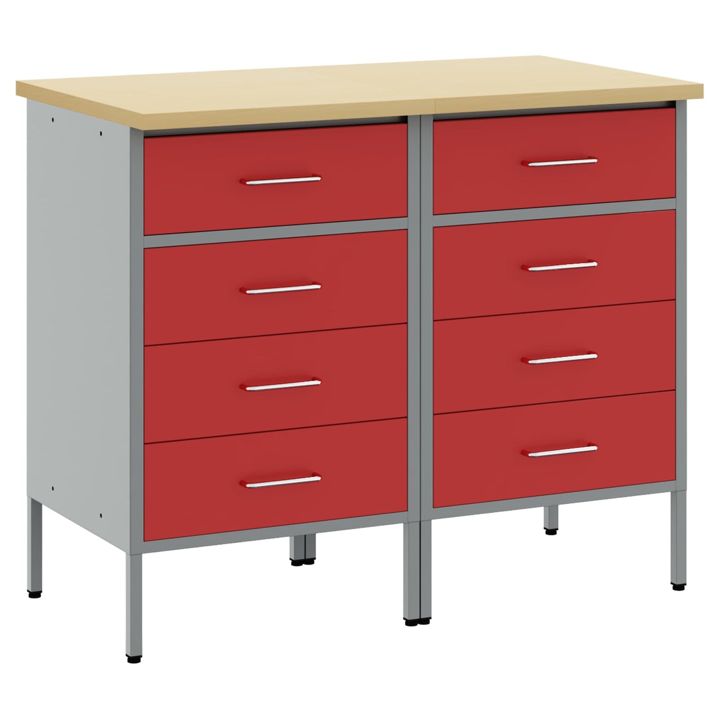 Munkaszekrény fiókkal 2 pcs Piros és Szürke 100 x 55 x 85 cm