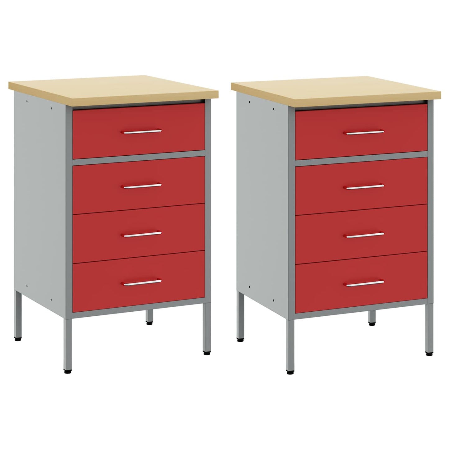 Munkaszekrény fiókkal 2 pcs Piros és Szürke 100 x 55 x 85 cm