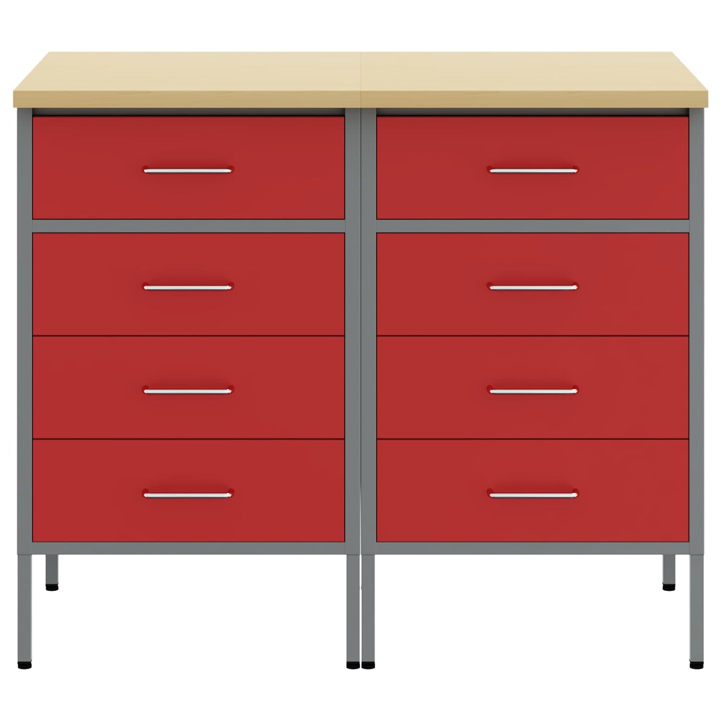 Munkaszekrény fiókkal 2 pcs Piros és Szürke 100 x 55 x 85 cm