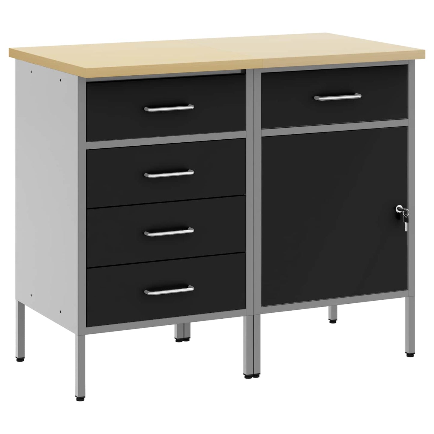 Munkaszekrény fiókkal 2 pcs Fekete és Szürke 100 x 55 x 85 cm