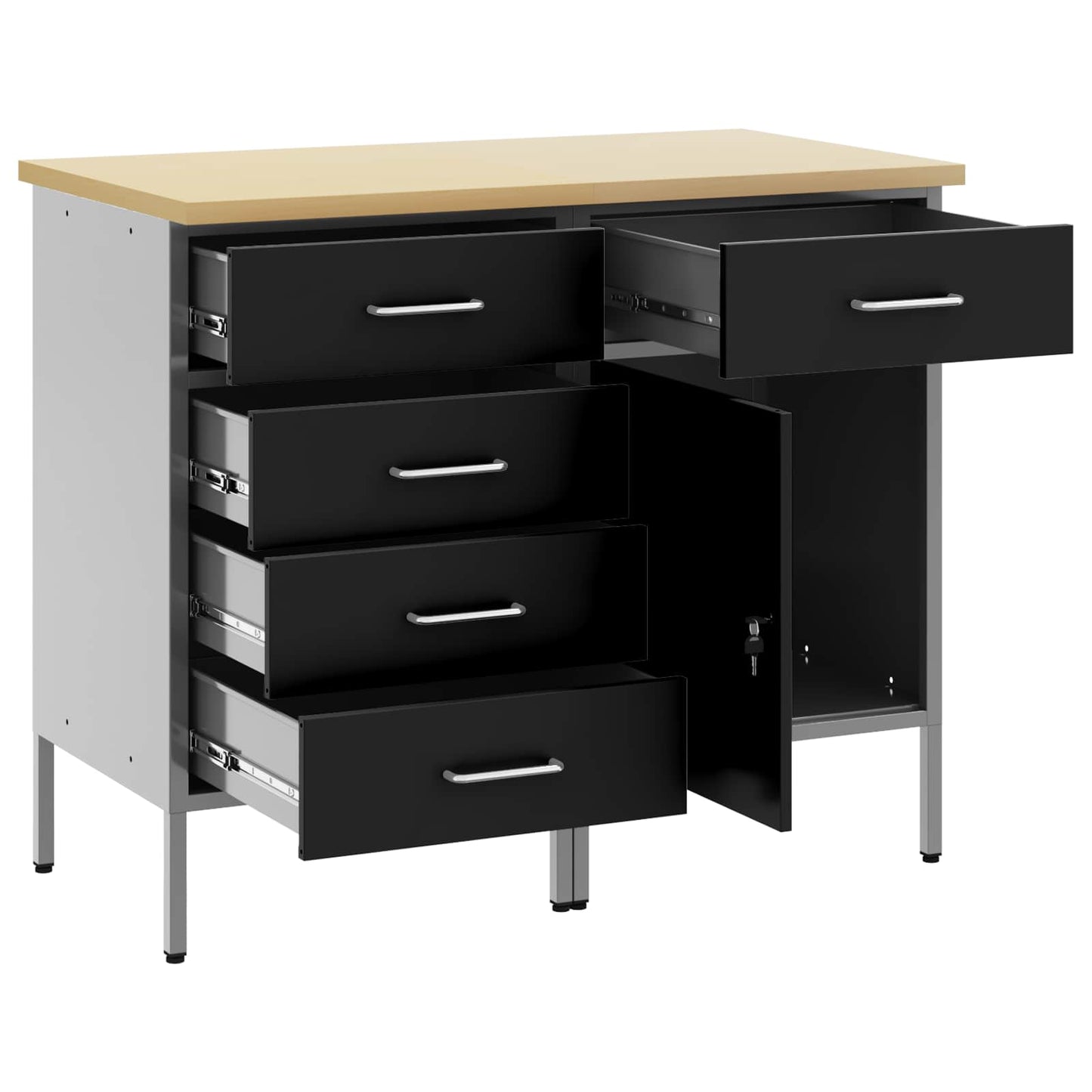Munkaszekrény fiókkal 2 pcs Fekete és Szürke 100 x 55 x 85 cm