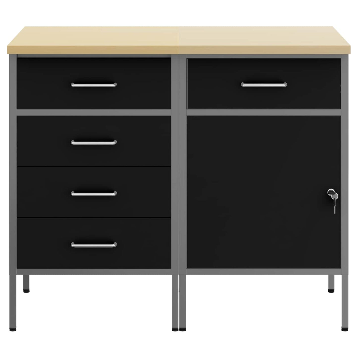 Munkaszekrény fiókkal 2 pcs Fekete és Szürke 100 x 55 x 85 cm
