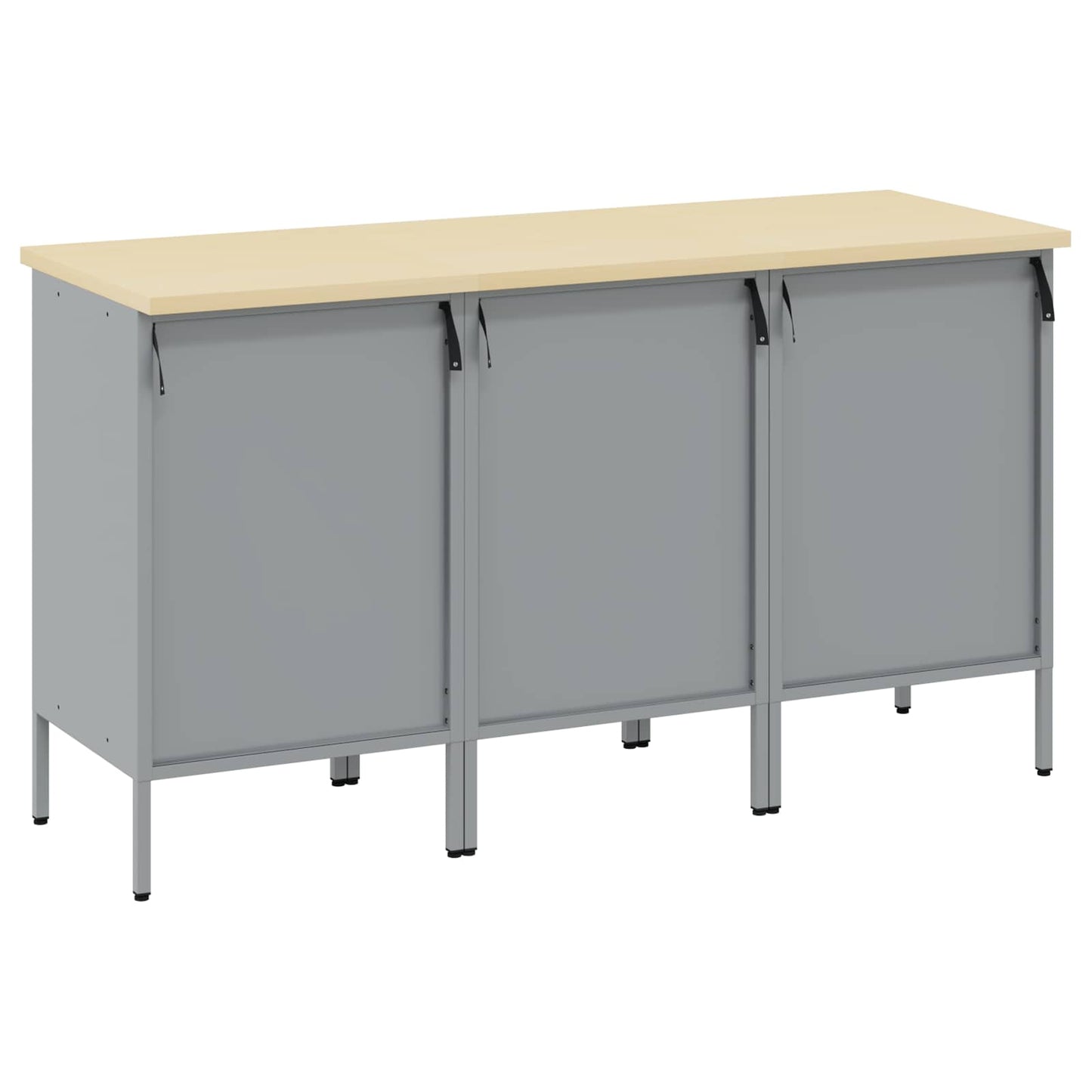Munkaszekrény fiókkal 3 pcs Fekete és Szürke 150 x 55 x 85 cm