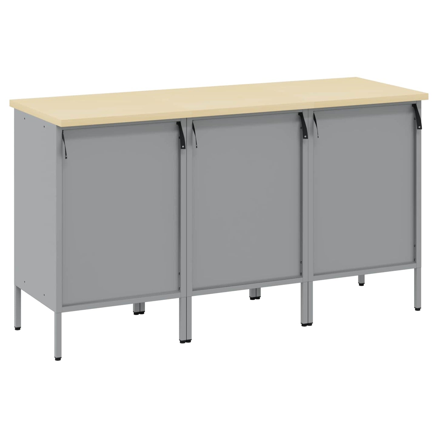 Munkaszekrény fiókkal 3 pcs Fekete és Szürke 150 x 55 x 85 cm