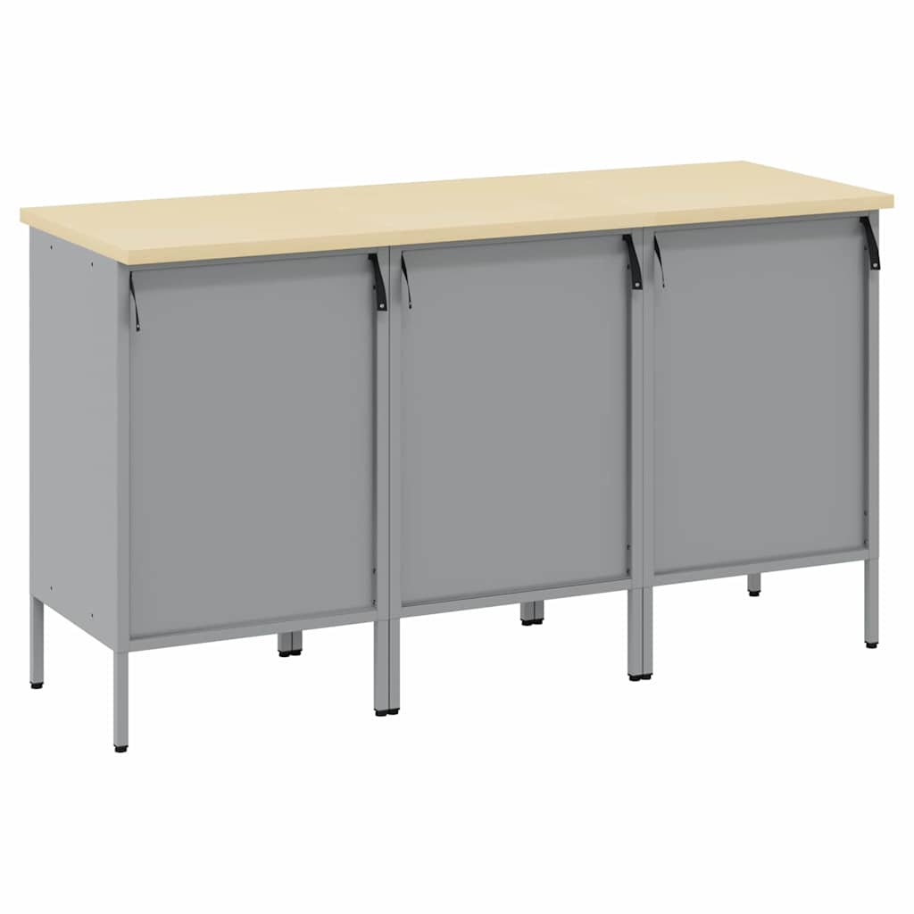 Munkaszekrény fiókkal 3 db Piros és Szürke 150 x 55 x 85 cm