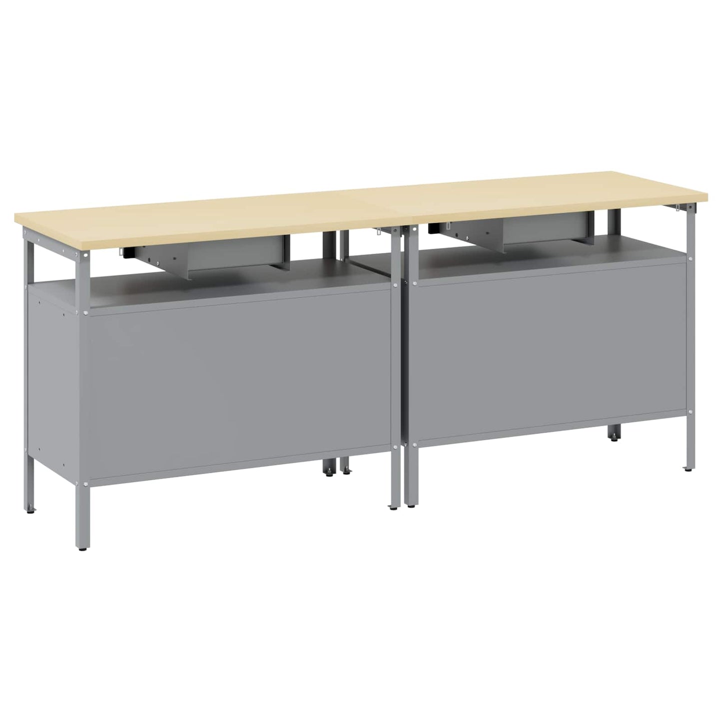 Munkapad készlet zárral 2 pcs Fekete és Szürke 200 x 55 x 85 cm