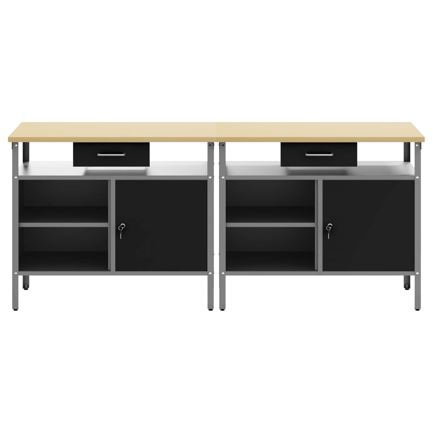 Munkapad készlet zárral 2 pcs Fekete és Szürke 200 x 55 x 85 cm
