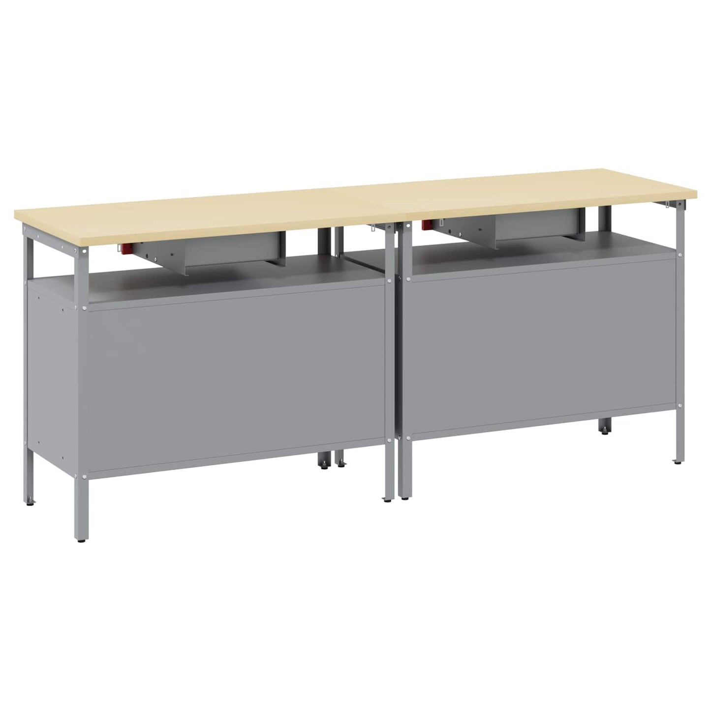 Munkapad készlet fiókkal 2 pcs Piros és Szürke 200 x 55 x 85 cm