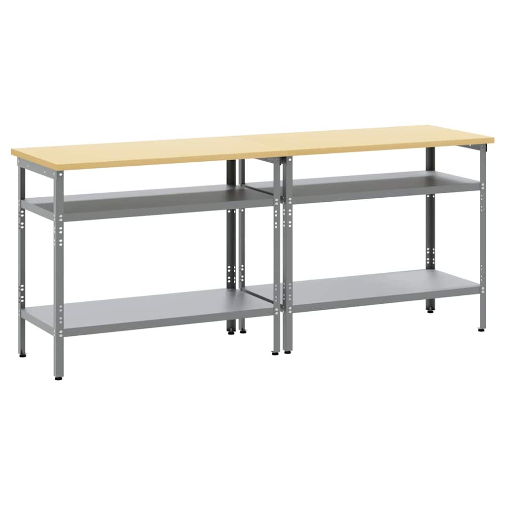 Munkapad készlet 2 pcs Barna és szürke 200 x 55 x 85 cm