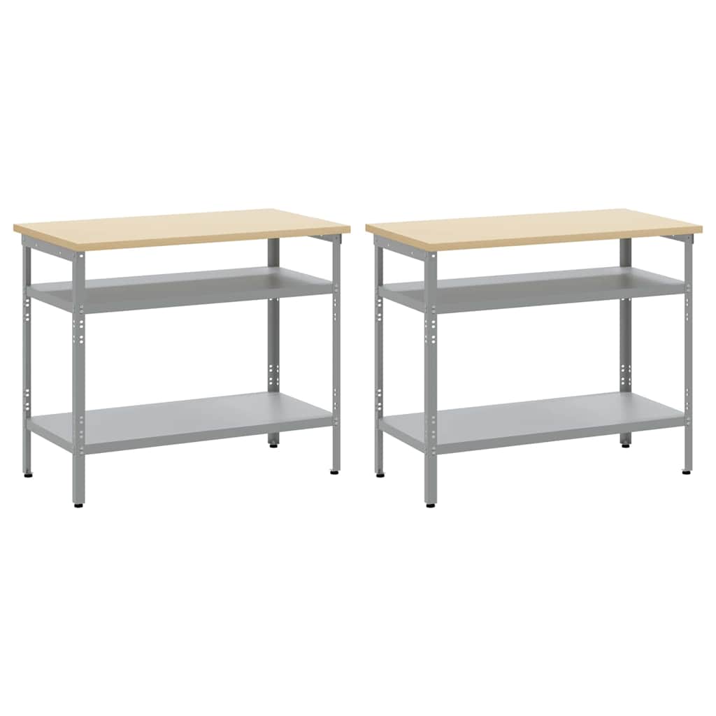 Munkapad készlet 2 pcs Barna és szürke 200 x 55 x 85 cm