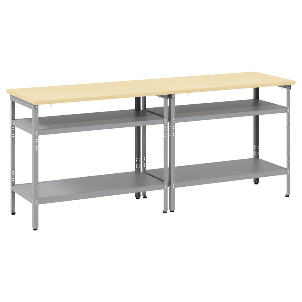 Munkapad készlet 2 pcs Barna és szürke 200 x 55 x 85 cm