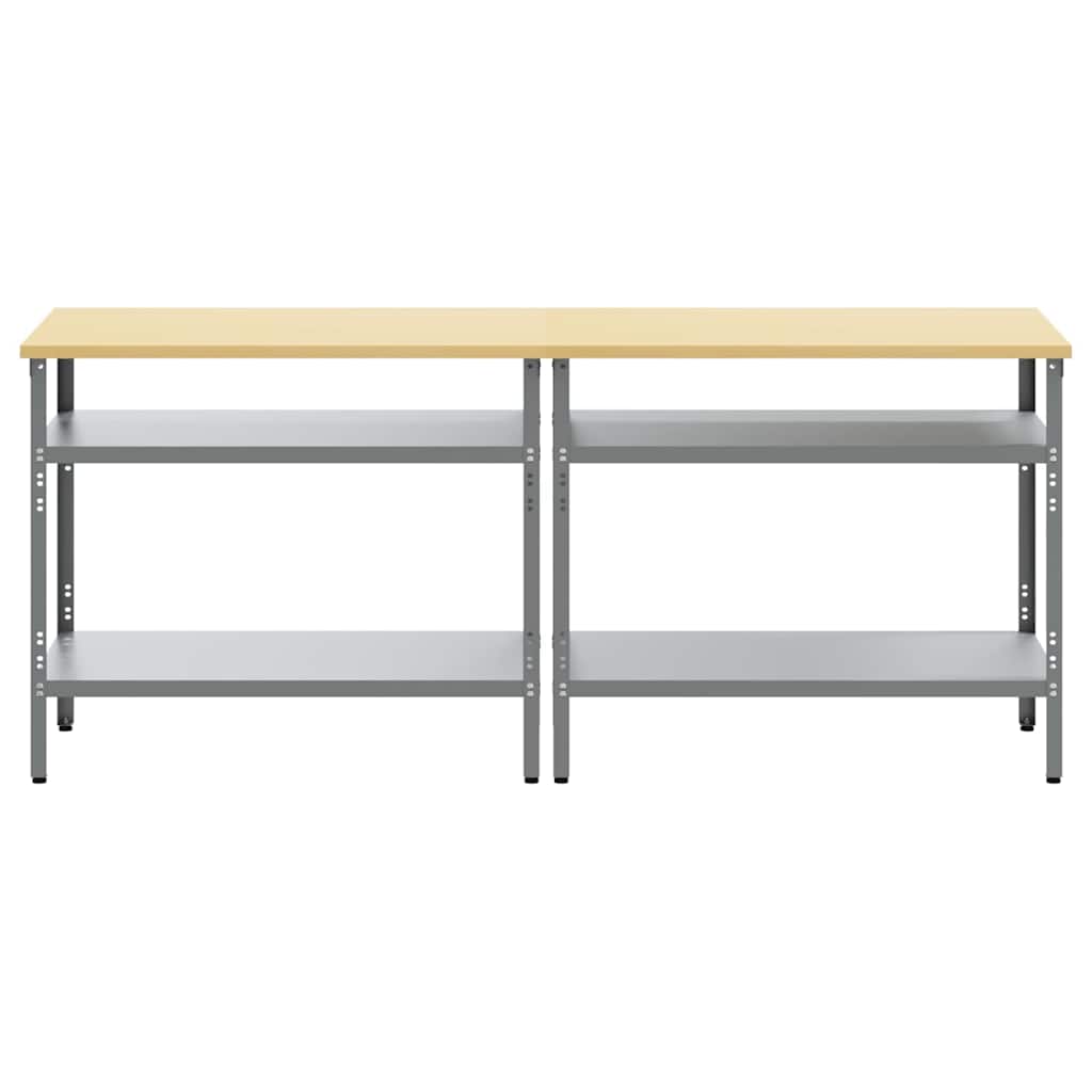 Munkapad készlet 2 pcs Barna és szürke 200 x 55 x 85 cm