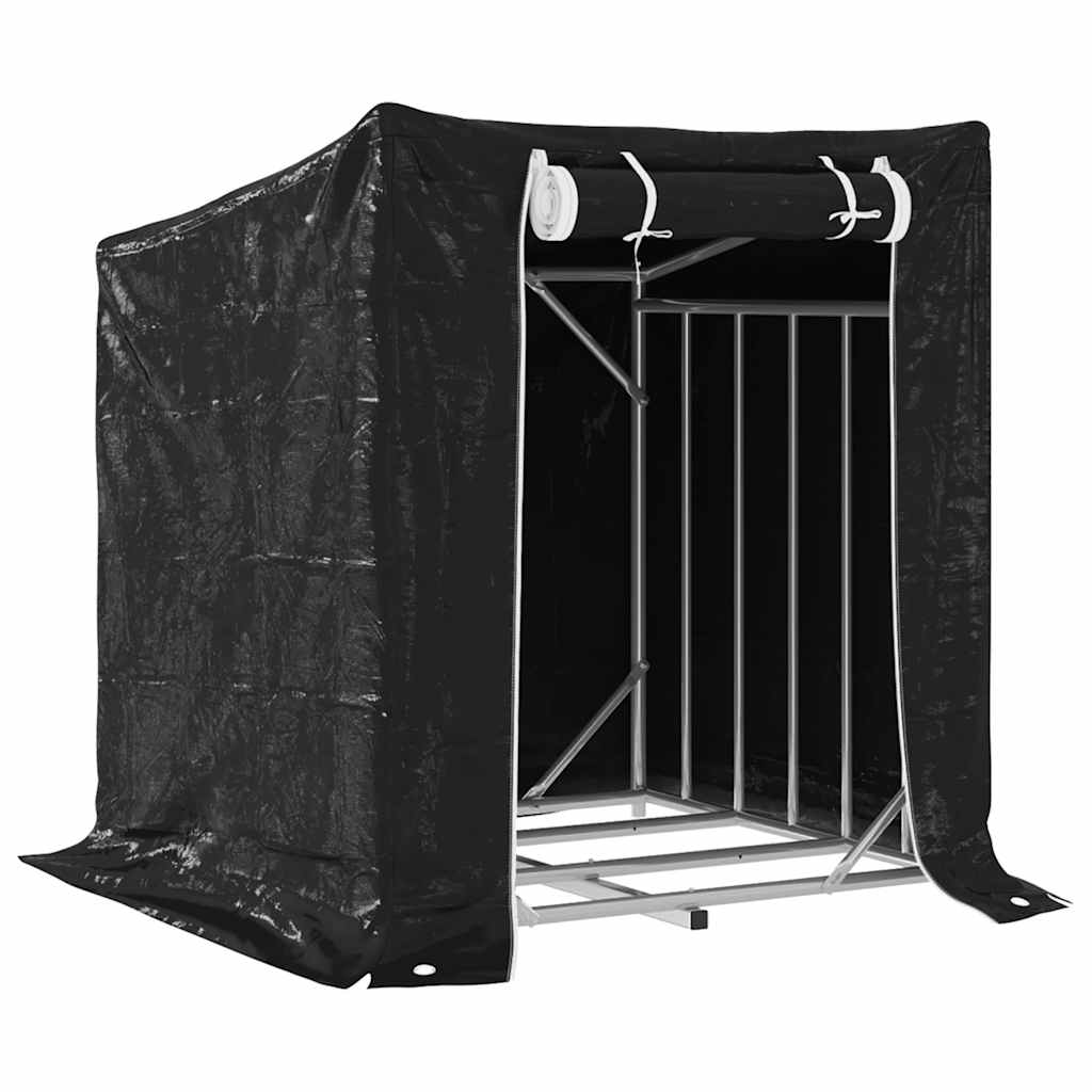 Tűzifa állvány esővédővel 100,5x100,5x110,5 cm horganyzott acél