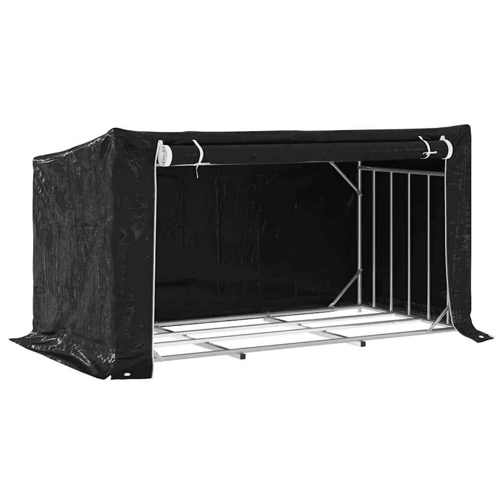 Tűzifa állvány esővédővel 200,5x100,5x110,5 cm horganyzott acél