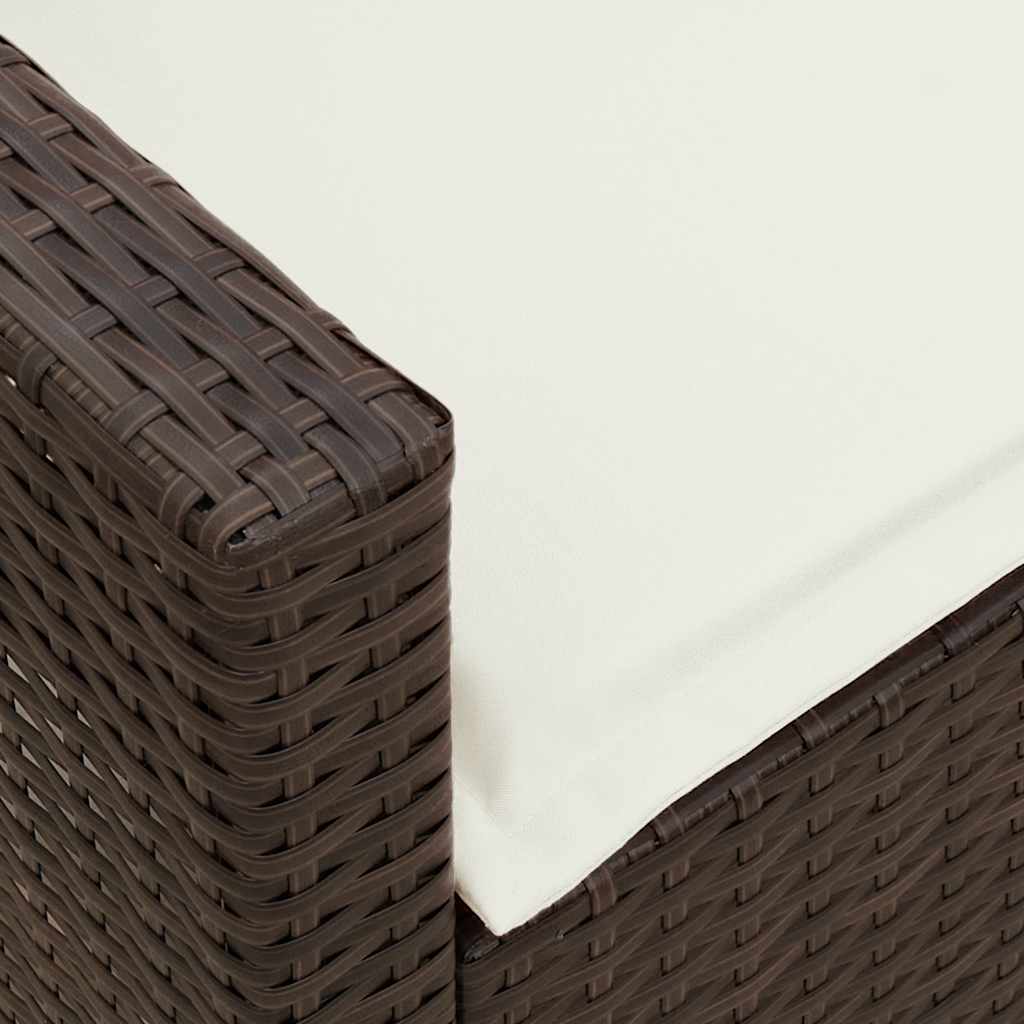 5 személyes barna polyrattan kerti kanapé párnával