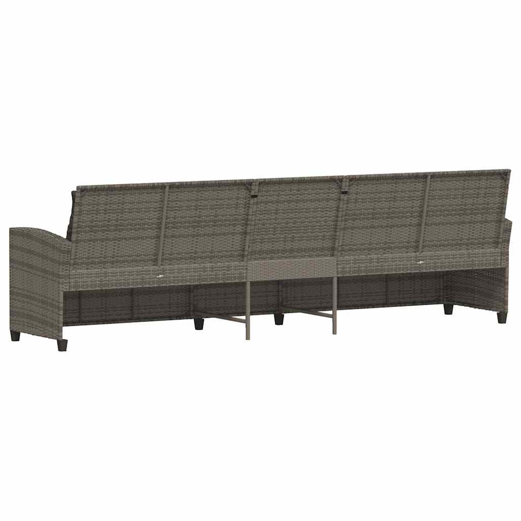 5 személyes szürke polyrattan kerti kanapé párnával