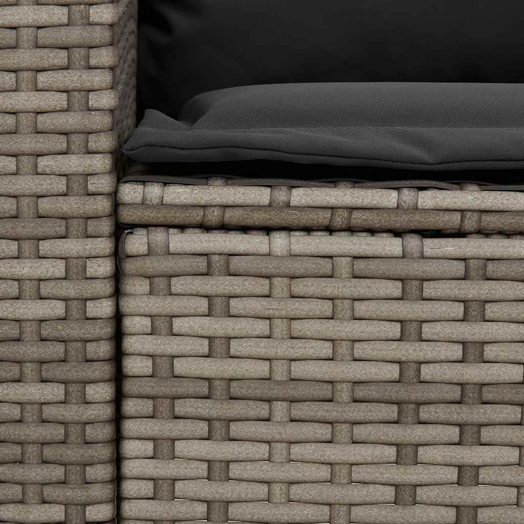 5 személyes szürke polyrattan kerti kanapé párnával