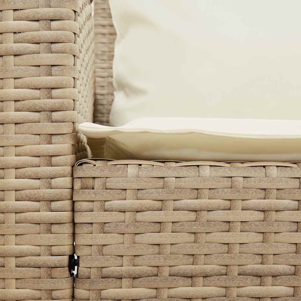 5 személyes bézs polyrattan kerti kanapé párnával