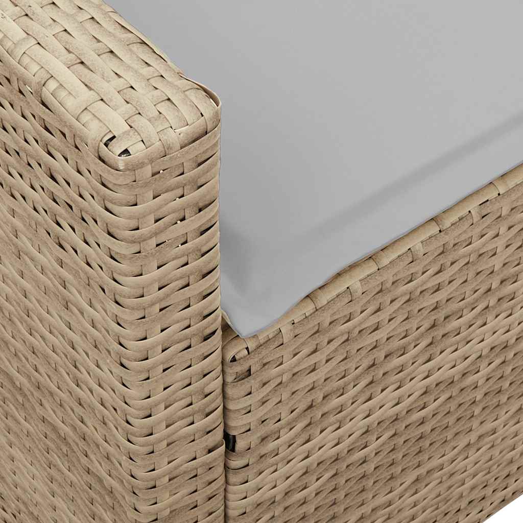 5 személyes bézs polyrattan kerti kanapé párnával