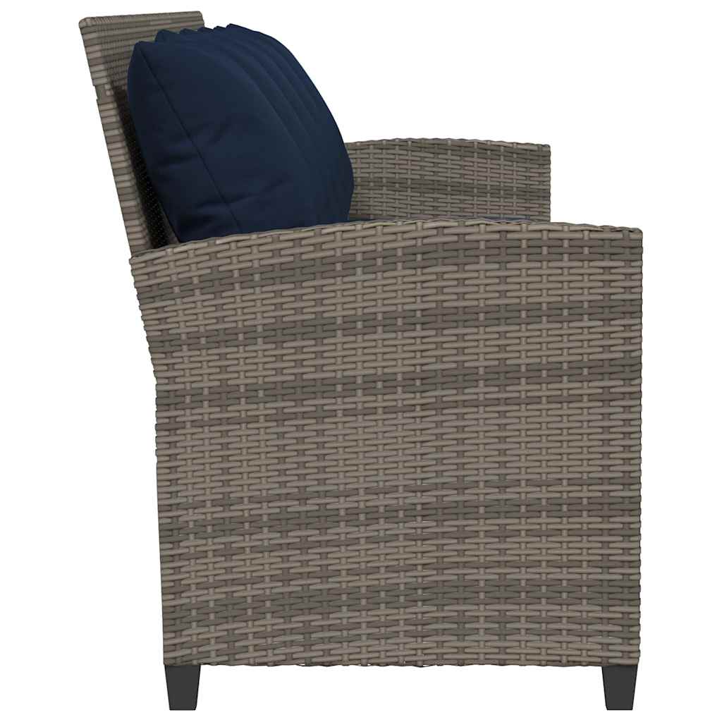 5 személyes szürke polyrattan kerti kanapé párnával