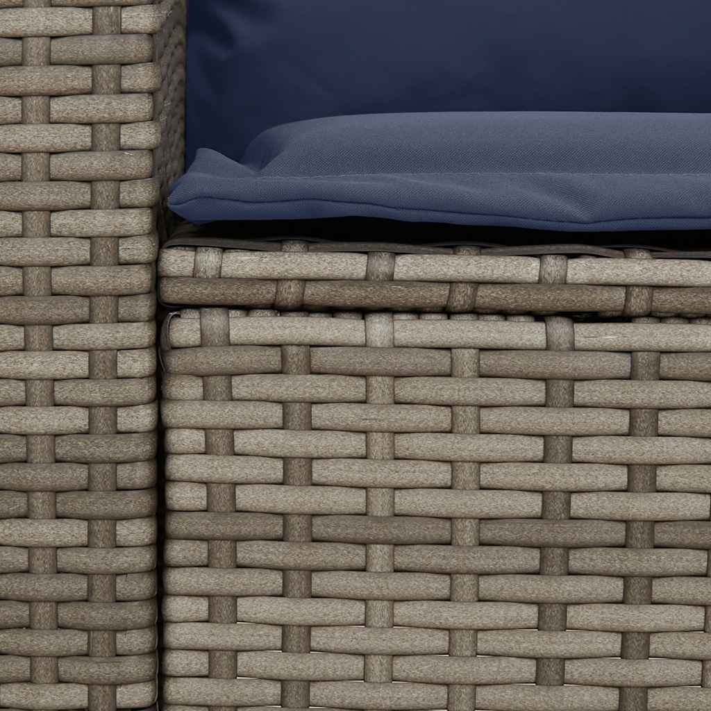 5 személyes szürke polyrattan kerti kanapé párnával