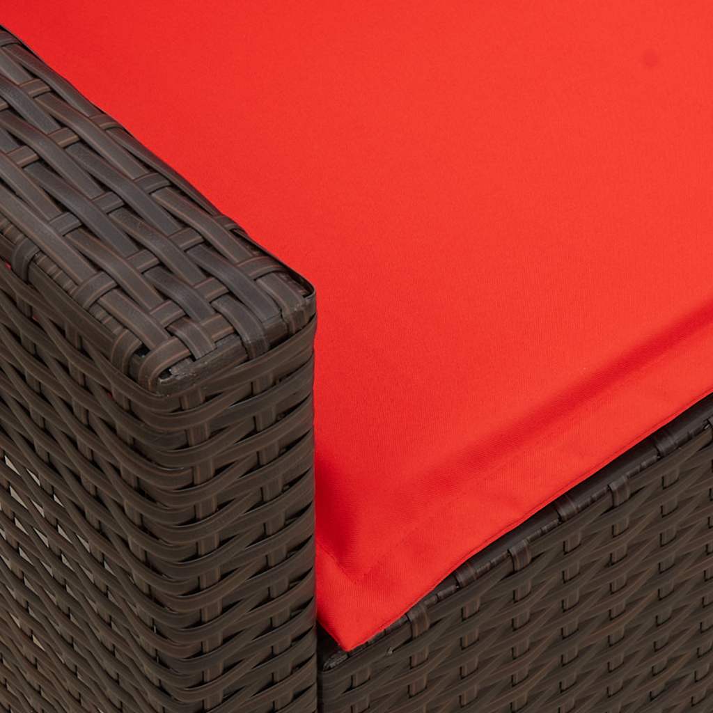 5 személyes barna polyrattan kerti kanapé párnával