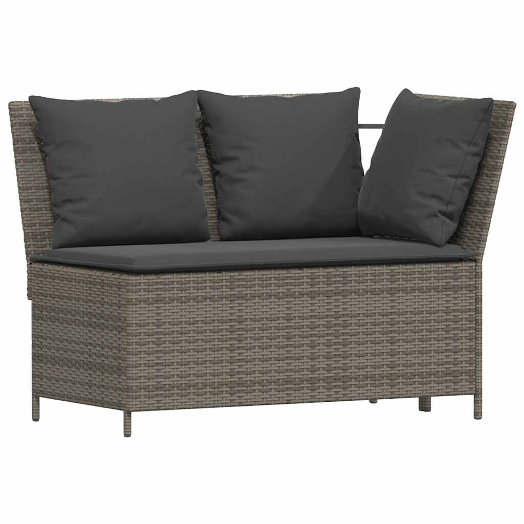 4 részes szürke polyrattan kerti étkezőszett párnával