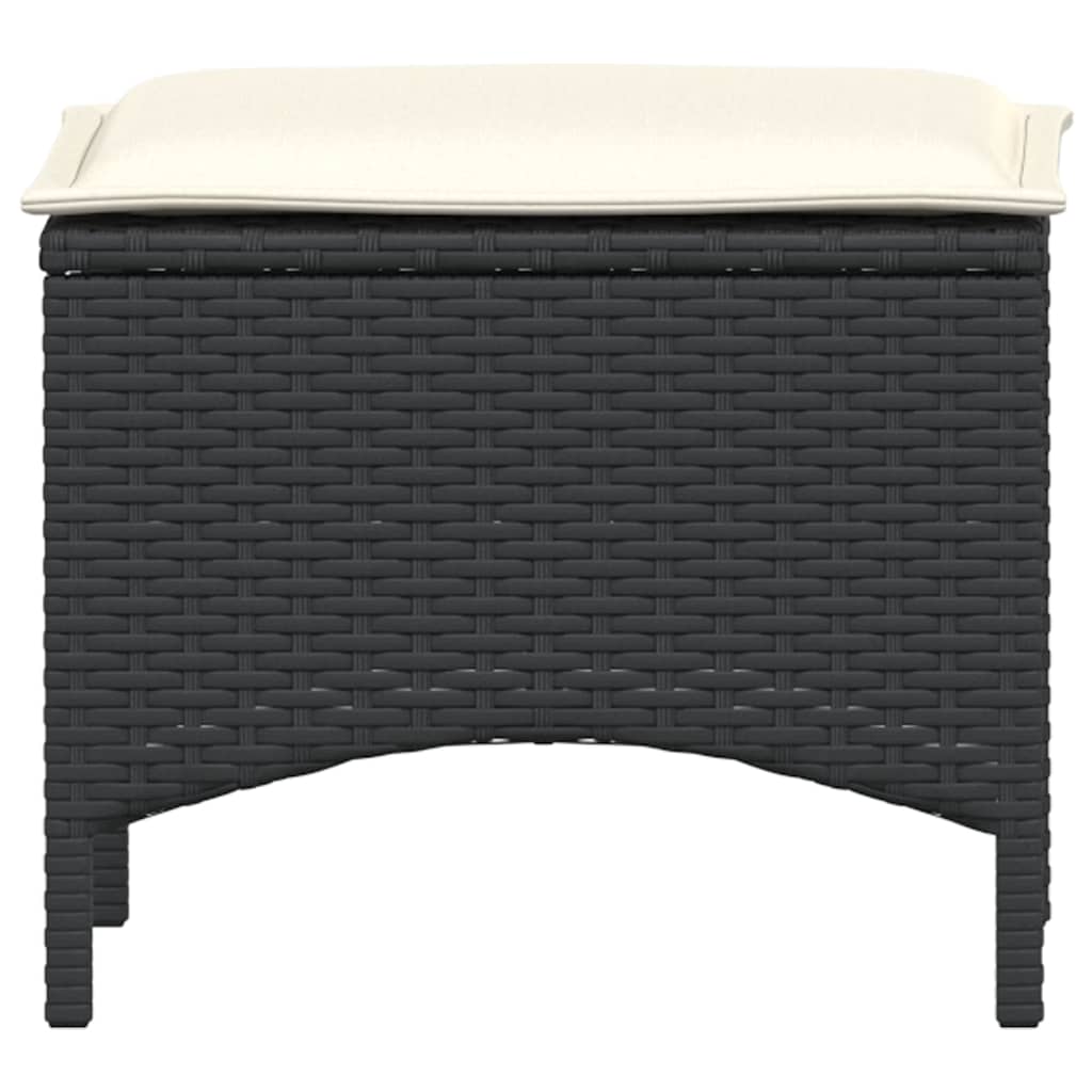 3 részes fekete polyrattan kerti étkezőgarnitúra párnákkal