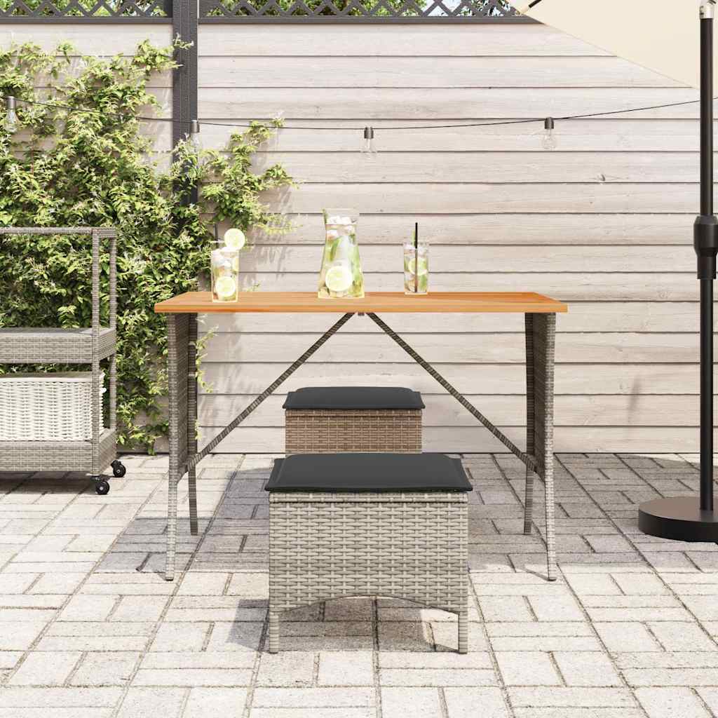 3 részes szürke polyrattan kerti étkezőgarnitúra párnával