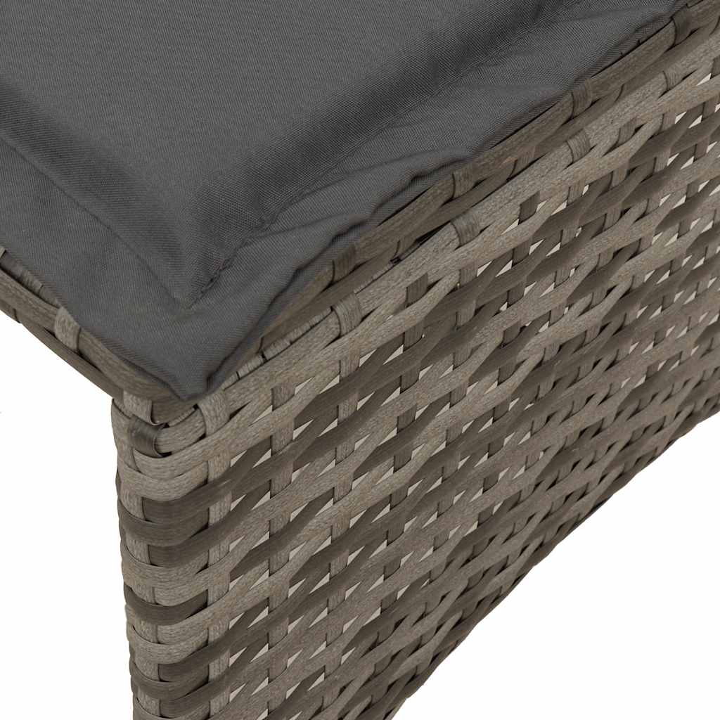 3 részes szürke polyrattan kerti étkezőgarnitúra párnával