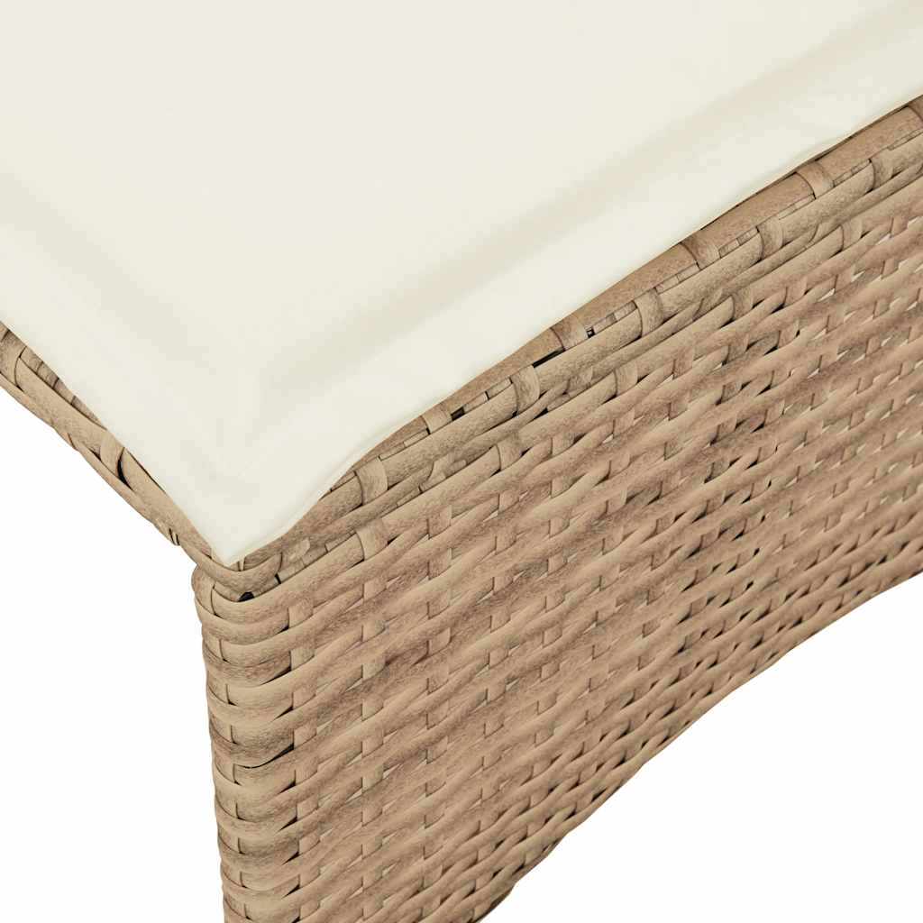 3 részes bézs polyrattan kerti étkezőgarnitúra párnákkal