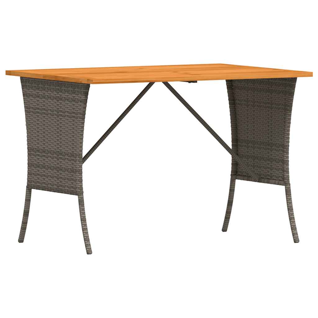 szürke polyrattan akácfa lapos kerti asztal 105x75x72 cm