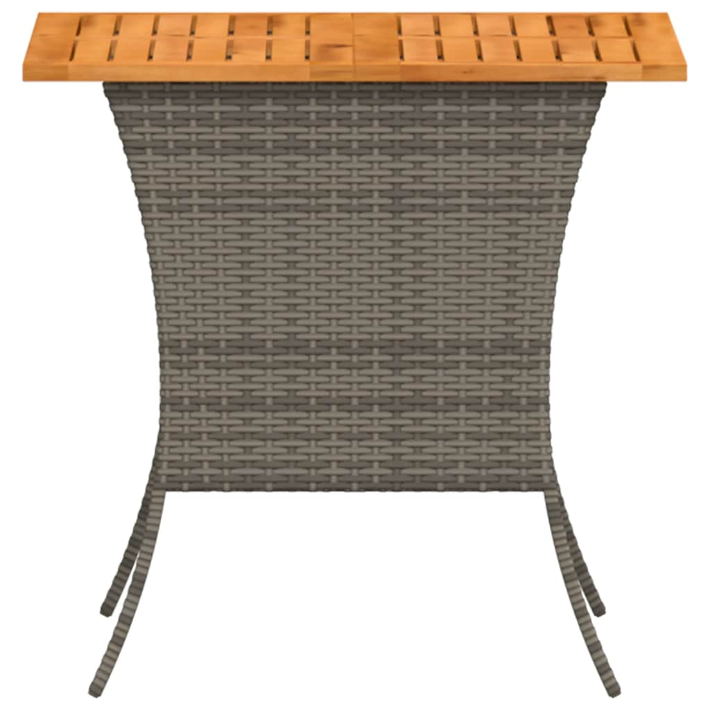 szürke polyrattan akácfa lapos kerti asztal 105x75x72 cm