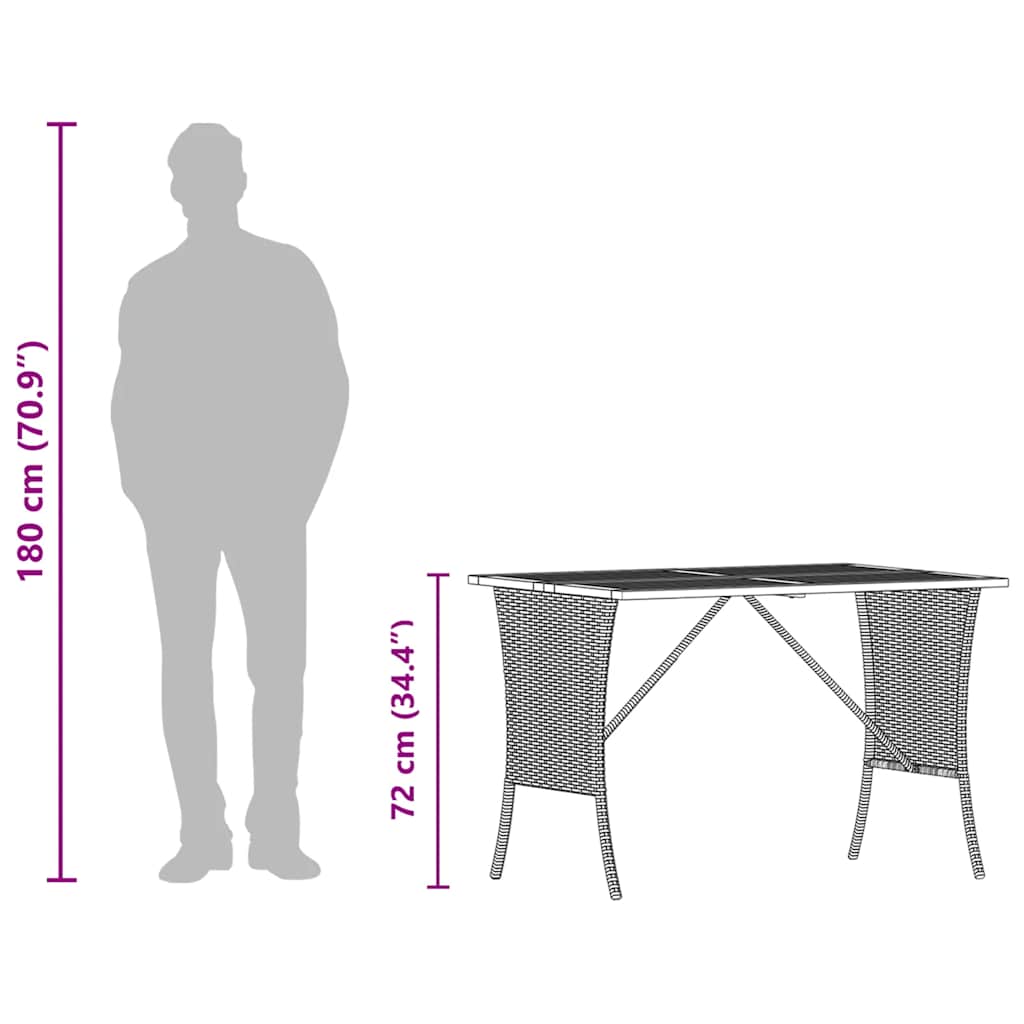 szürke polyrattan akácfa lapos kerti asztal 105x75x72 cm