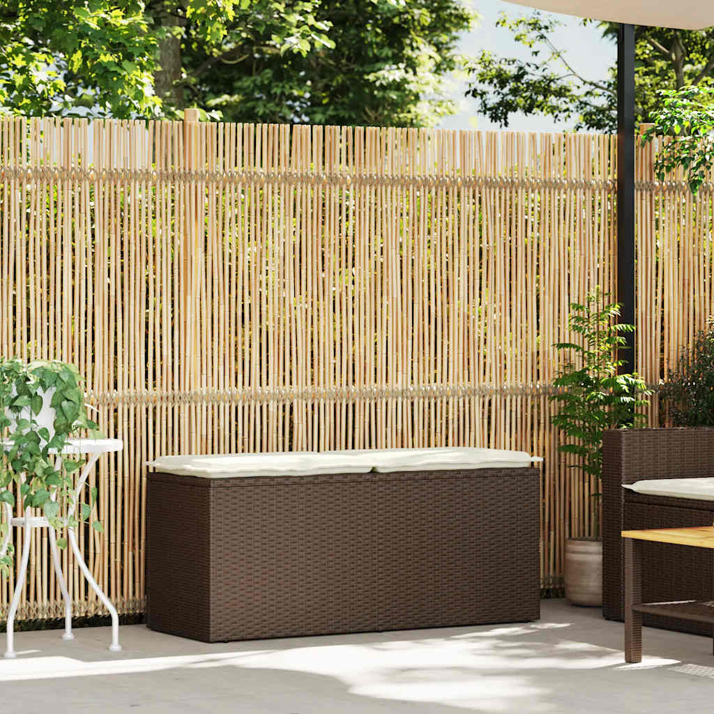 barna polyrattan kerti pad párnával 110x40x44 cm