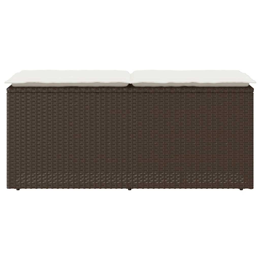 barna polyrattan kerti pad párnával 110x40x44 cm