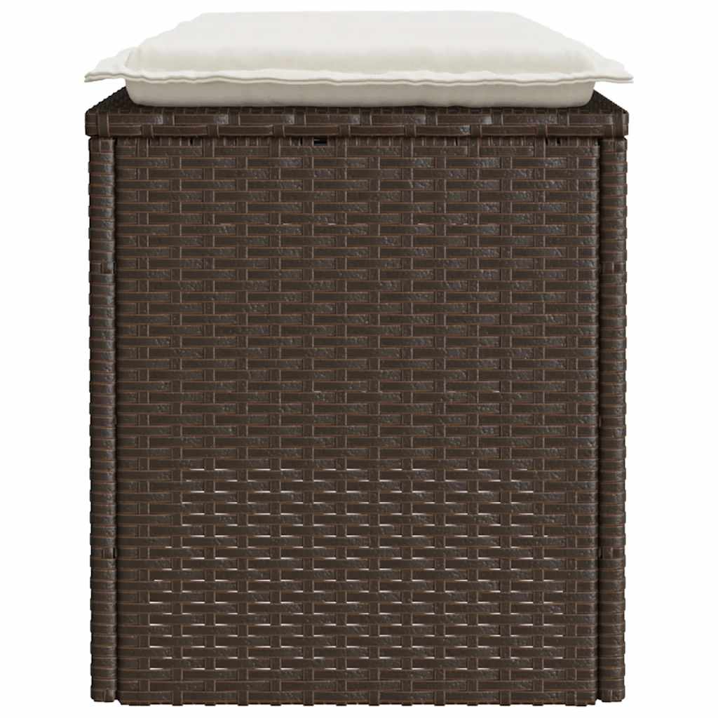 barna polyrattan kerti pad párnával 110x40x44 cm