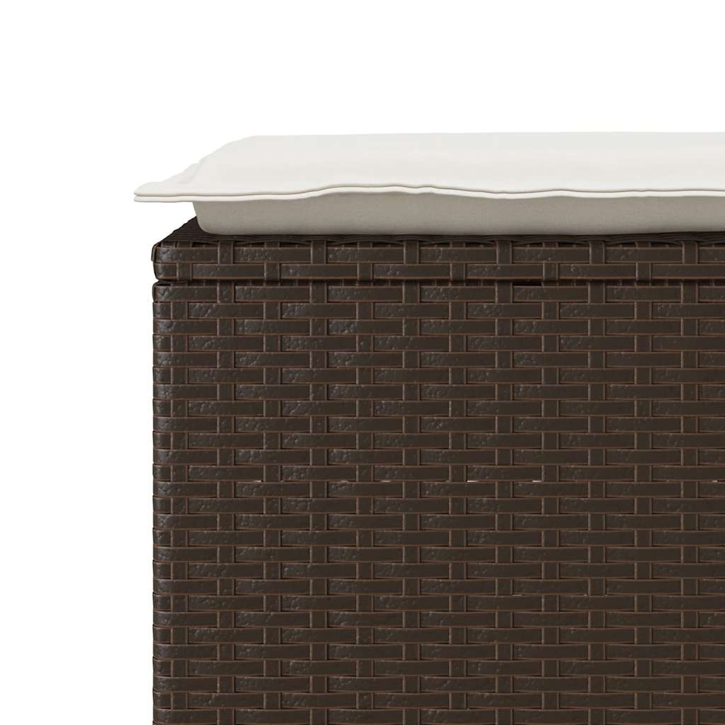 barna polyrattan kerti pad párnával 110x40x44 cm