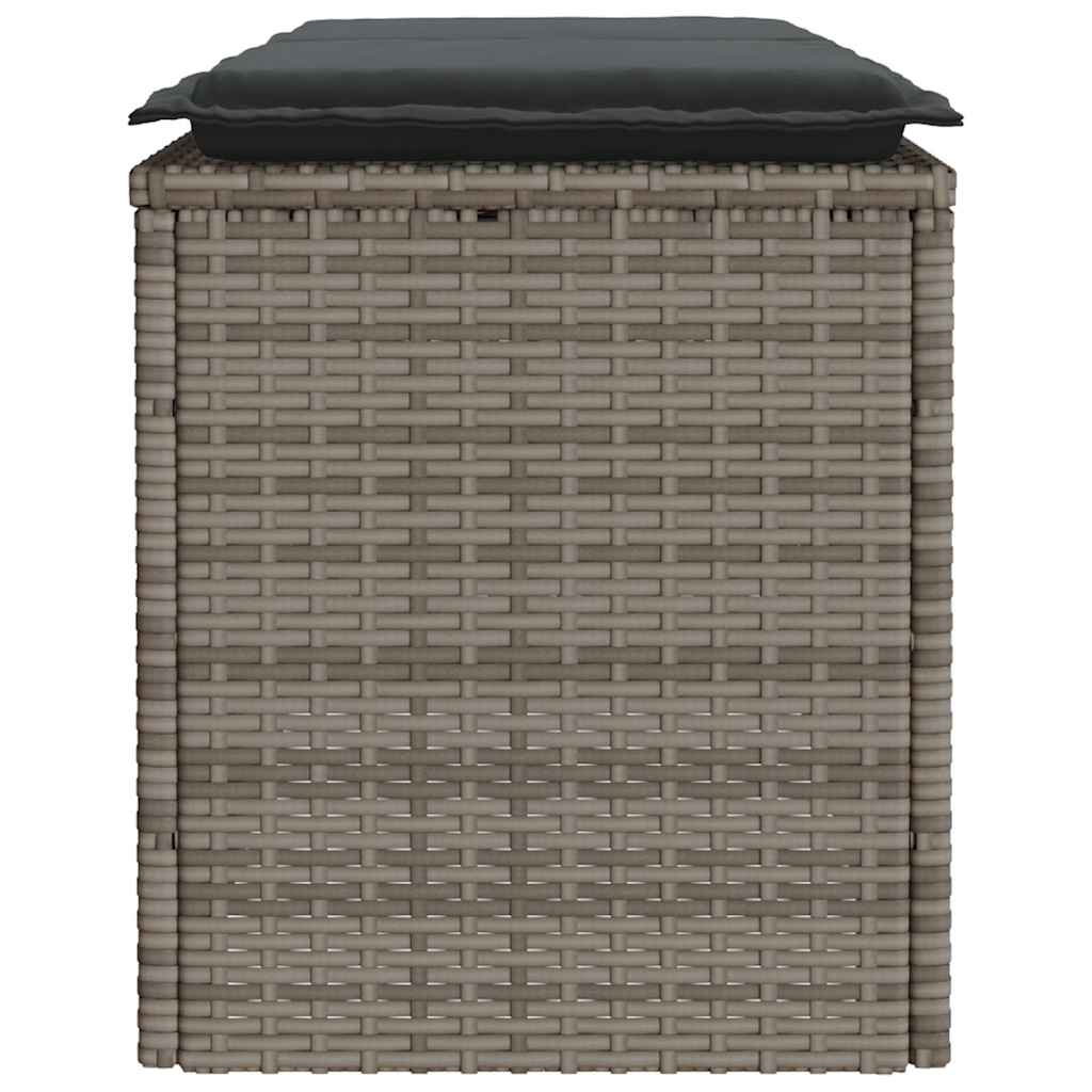 szürke polyrattan kerti pad párnával 116 x 46 x 57 cm