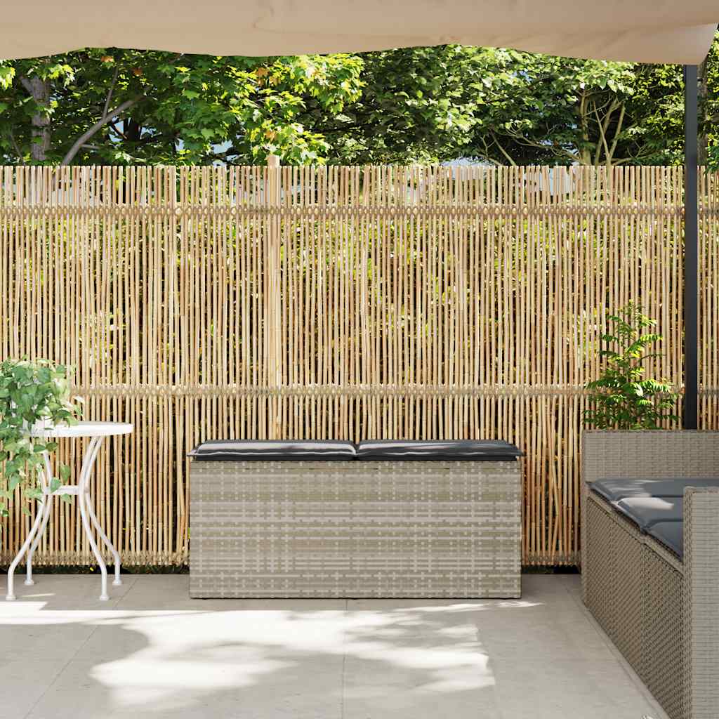 világosszürke polyrattan kerti pad párnával 110x40x44 cm