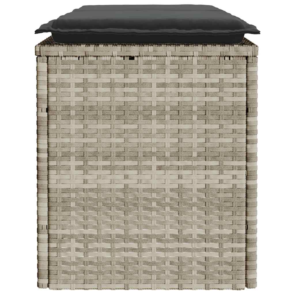 világosszürke polyrattan kerti pad párnával 110x40x44 cm