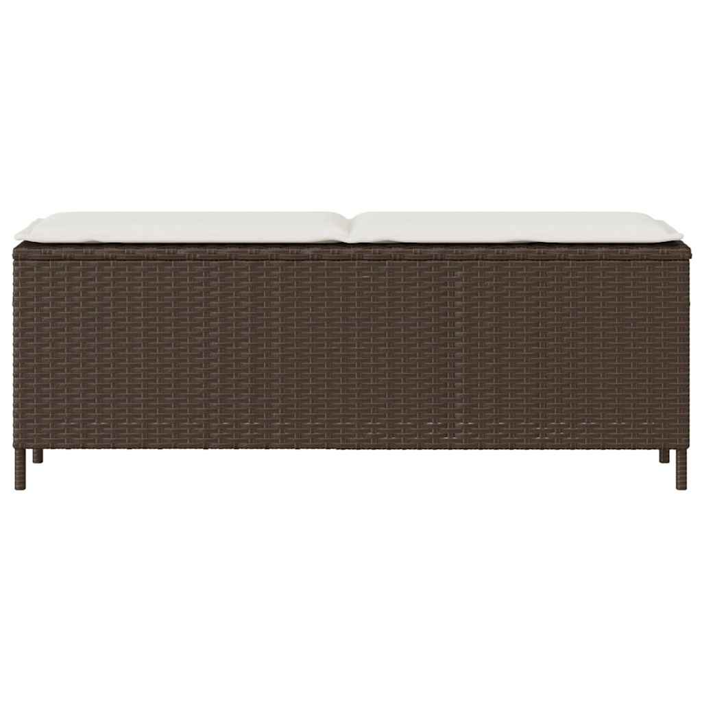 barna polyrattan kerti pad párnával 110x30x40,5 cm