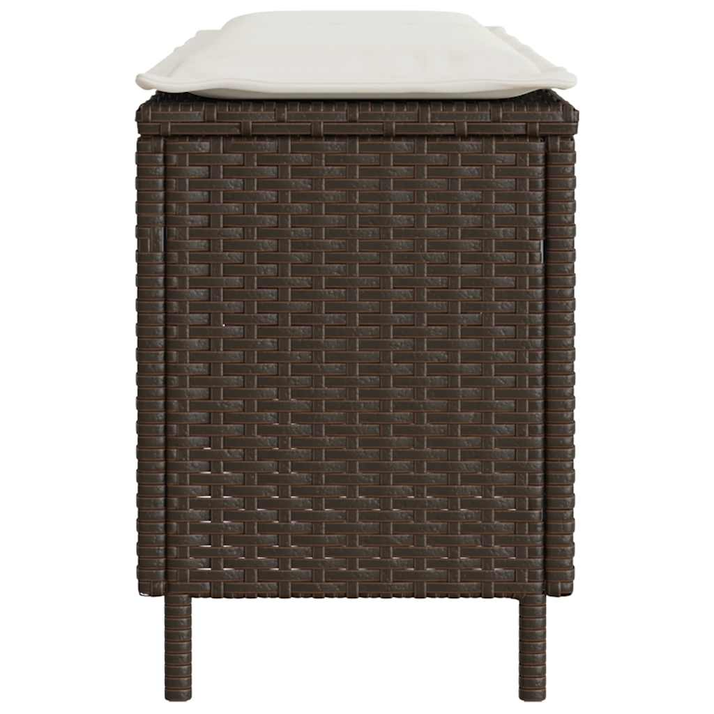 barna polyrattan kerti pad párnával 110x30x40,5 cm